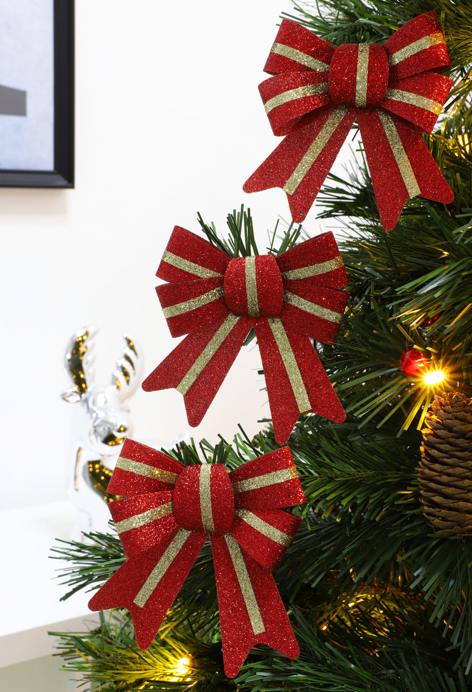 Christmas Concepts Pack Of 12 Green Glitter Snowflake Hanging Decorations - 10cm Wide, Gold String Included - View #5