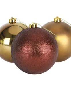 3-150mm Extra Large Baubles - Shiny, Matte & Glitter Design - Christmas Decorations (Chocolate)