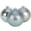 Christmas Concepts® Pack of 3 - Extra Large 150mm Christmas Tree Baubles - Shiny, Matte & Glitter Decorated Baubles (Ice Blue)