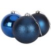 3-150mm Extra Large Baubles - Shiny, Matte & Glitter Design - Christmas Decorations (Midnight Blue)