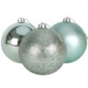 3-150mm Extra Large Baubles - Shiny, Matte & Glitter Design - Christmas Decorations (Mint Green)