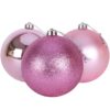 Christmas Concepts® Pack of 3 - Extra Large 150mm Christmas Tree Baubles - Shiny, Matte & Glitter Decorated Baubles (Baby Pink)