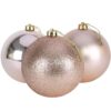 3-150mm Extra Large Baubles - Shiny, Matte & Glitter Design - Christmas Decorations (Champagne)
