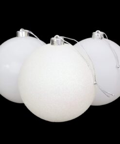 3-150mm Extra Large Baubles - Shiny, Matte & Glitter Design - Christmas Decorations (White)