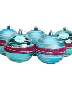5-100mm Large Baubles - Shiny, Matte & Bead Design - Christmas Decorations (Ice Blue & Purple)