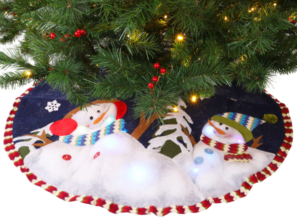 48 Inch Snowman Christmas Tree Skirt With Lights - Christmas Concepts