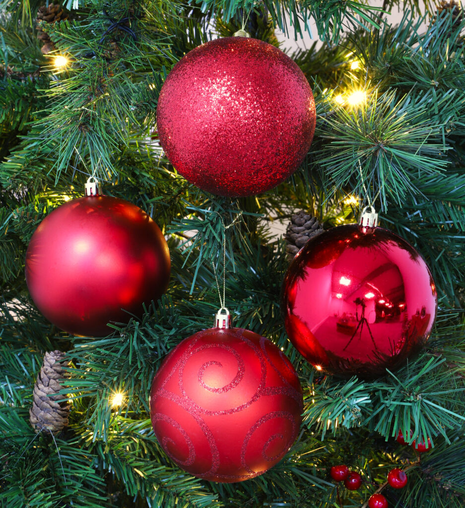 10 Extra Large 100mm (4") Baubles - Christmas Tree Baubles (Red ...