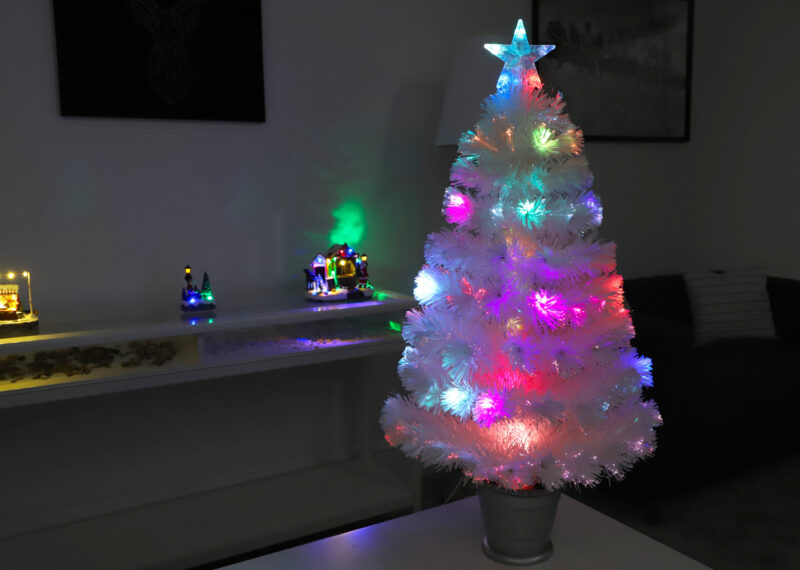 Costway 4 Ft. Pre-Lit Fiber Optic Artificial Christmas Tree With Multi-Color Lights Snowflakes GHMHSKU00736 - The Home Depot