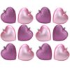 Pack Of 12-100mm Glitter Heart Shaped Christmas Tree Baubles - Matte & Glitter Design - Christmas Decorations (Baby Pink)