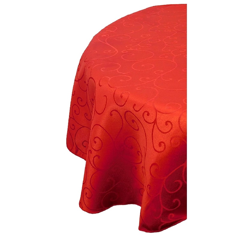 Red round store tablecloth