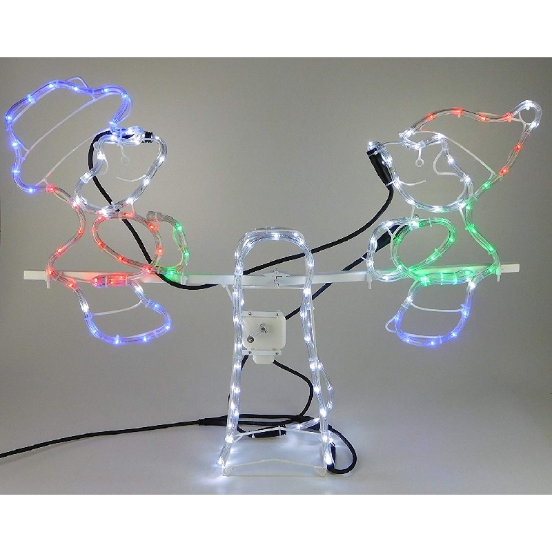 Christmas Decorations 80cm x 12cm x 63cm Christmas Concepts® Rope Light Snowman and Elf animated Seesaw