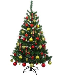 Christmas Concepts® 4ft Luxury Pre Decorated Christmas Tree Kit - Traditional Red & Gold Design - Complete With Assorted Baubles & Set Of Christmas Lights - Deluxe Pack