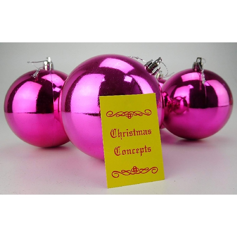 10 Extra Large 100mm Baubles Christmas Tree Baubles (Hot Pink
