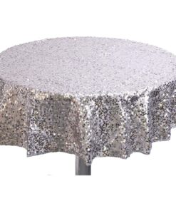 Christmas Concepts® Silver Sequin Round Table Cloth - 36 Inches - Home Decoration / Party Decoration - Luxury Dining Table Accessories