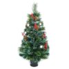 Christmas Concepts® 3ft (90cm) Pre Lit Frosted Fibre Optic Christmas Tree With Natural Cones & Red Berries With Warm White LED Rose Lights