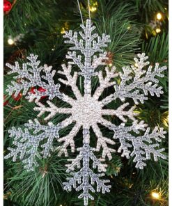 Christmas Concepts® 21cm 8" Large Glitter Decorated Snowflake Decoration - Christmas Baubles (Champagne, Pack of 1)