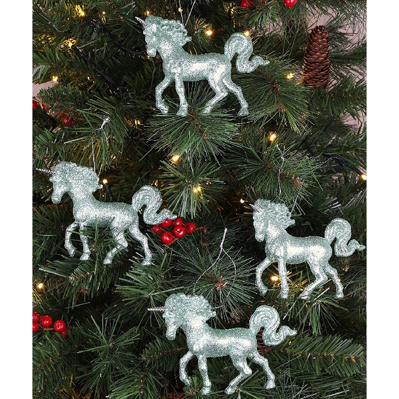 Christmas Concepts® 16cm Glitter Covered Unicorn Decoration Christmas