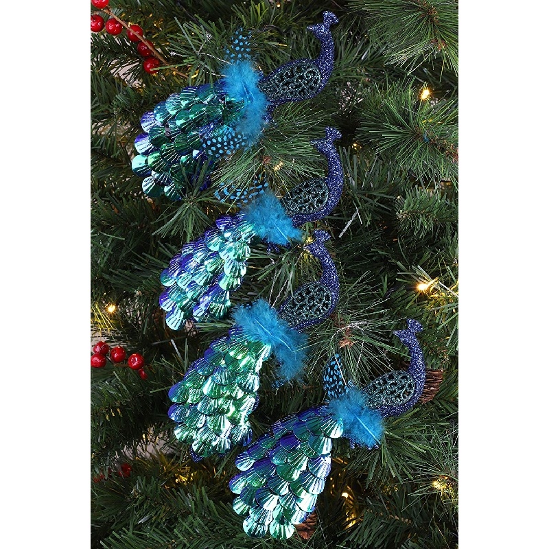 Christmas Concepts® 20cm Peacock Decoration With Jewelled Tail Christmas  Tree Decorations (Midnight Blue Sequins, Pack of 4) - Christmas Concepts