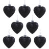 Christmas Concepts® Pack of 8-60mm Heart Shaped Christmas Tree Baubles – Glitter Decorated Baubles (Black)