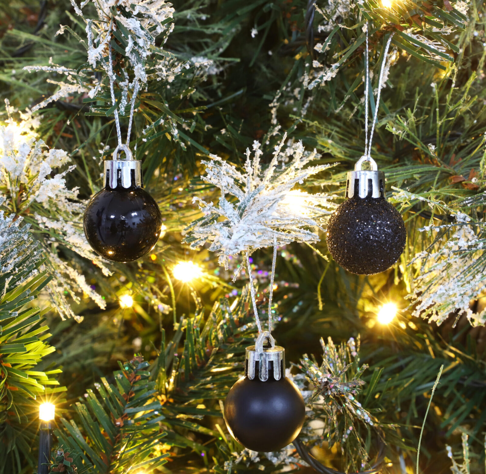 Black silver 2025 christmas ornaments