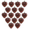 Pack of 16 - Glitter Heart Shaped Baubles - Christmas Tree Decorations (Mocha)