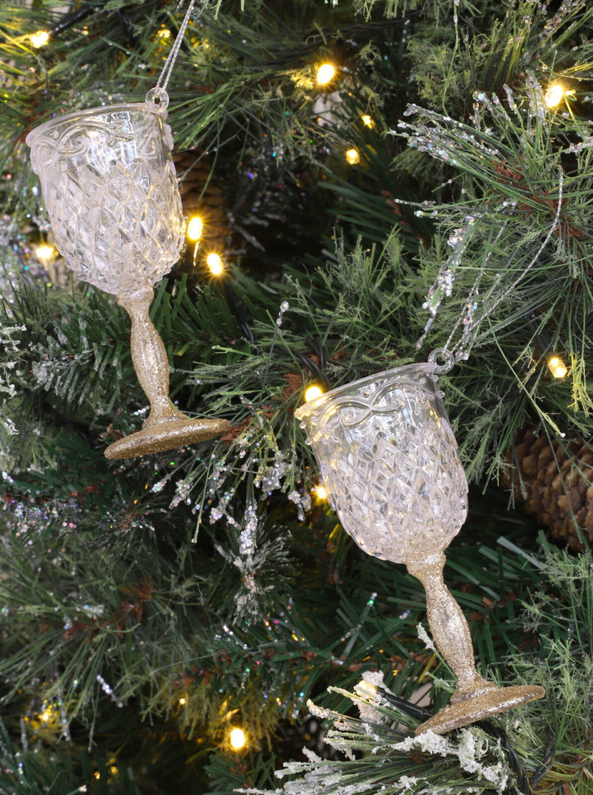 Christmas Concepts 10cm Glitter Wine Glass Decorations Christmas