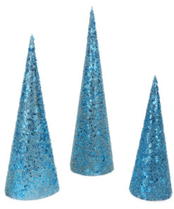 Christmas Concepts® Set of 3 Various Size Christmas Cone Trees Decorations With Sequins And Beads (Ice Blue)
