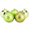 Pack of 5 Extra Large 100mm Lime Green Decorated Christmas Baubles (BA1005LG)