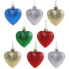Christmas Concepts® Pack of 8-60mm Heart Shaped Christmas Tree Baubles – Glitter Decorated Baubles (Multi Colour)