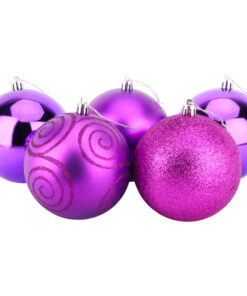 Christmas Concepts® Pack of 5 - Extra Large 100mm Christmas Tree Baubles - Shiny, Matte & Glitter Decorated Baubles (Purple)
