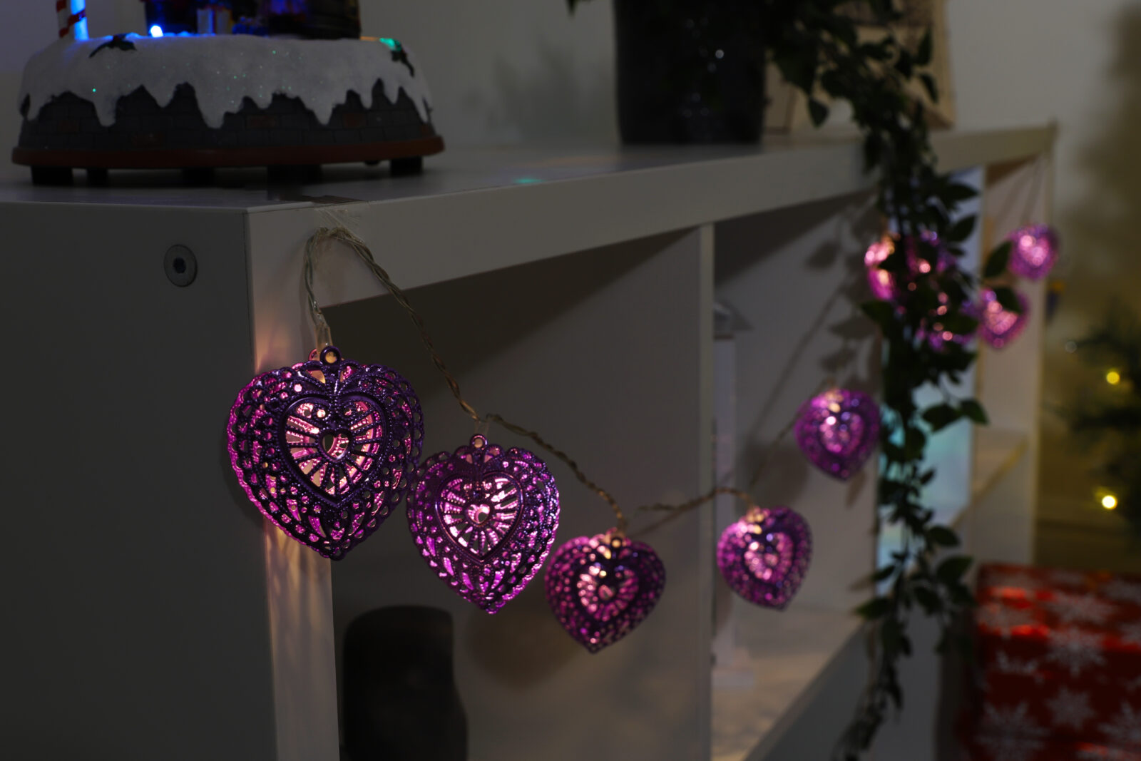 Purple led christmas shop lights