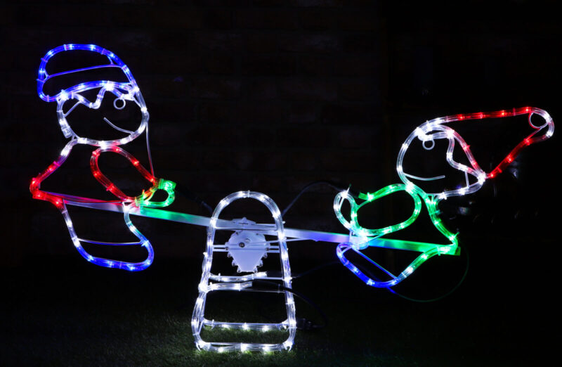 Christmas Concepts® Rope Light Snowman and Elf animated Seesaw