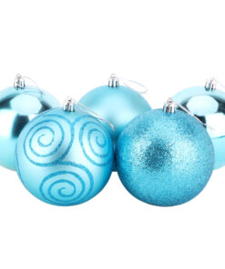 Christmas Concepts® Pack of 5 - Extra Large 100mm Christmas Tree Baubles - Shiny, Matte & Glitter Decorated Baubles (Turquoise)