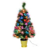 Christmas Concepts® 36 Inch (3FT) (90CM) Green LED Firework Fibre Optic Christmas Tree With Colour Changing LED Lights + Gold Base