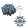 Pack of 12-10cm Glitter Snowflake Hanging Decorations - Christmas Decorations (Ice Blue)