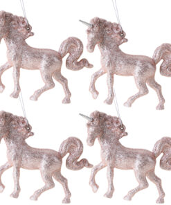 Christmas Concepts® 16cm Glitter Covered Unicorn Decoration Christmas Decorations (Rose Gold, Pack of 4)