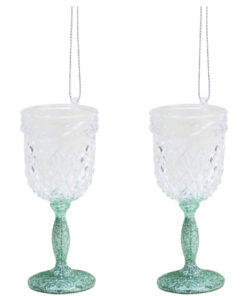 Christmas Concepts® 10cm Glitter Wine Glass Decorations Christmas Decorations (Mint Green, Pack of 2)