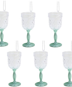 Christmas Concepts® 10cm Glitter Wine Glass Decorations Christmas Decorations (Mint Green, Pack of 6)
