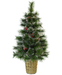 Christmas Concepts® 90cm Decorated Frosted Wall Tree With Natural Cones & Berries - Wall Christmas Tree
