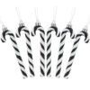 Christmas Concepts® Pack Of 6-13cm Glitter Candy Cane Christmas Tree Decorations (Black & White)