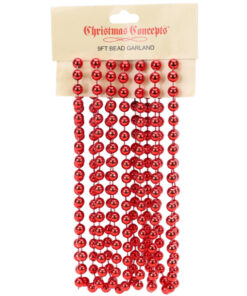 9ft Christmas Bead Chain - Christmas Bead Garlands - Christmas Decorations (Red)