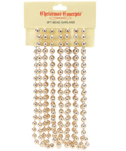 9ft Christmas Bead Chain - Christmas Bead Garlands - Christmas Decorations (Champagne)