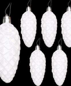Christmas Concepts® Pack Of 6-7cm White Glitter Pinecone Baubles Christmas Baubles