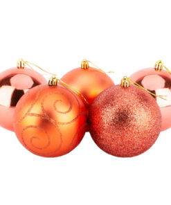 5-100mm Large Baubles - Shiny, Matte & Glitter Design - Christmas Decorations (Coral)