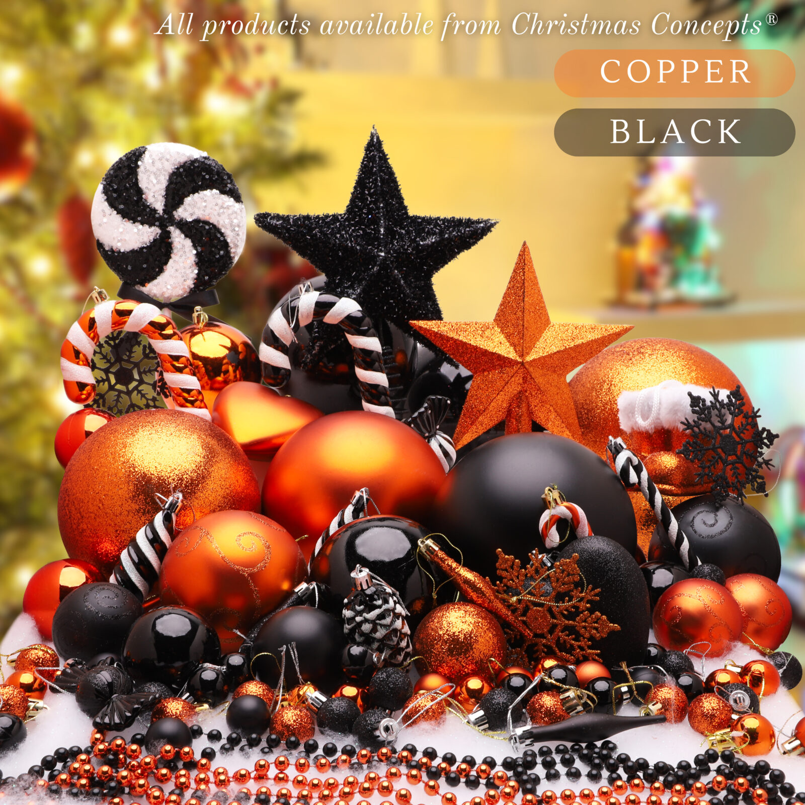 Black shop christmas ornaments