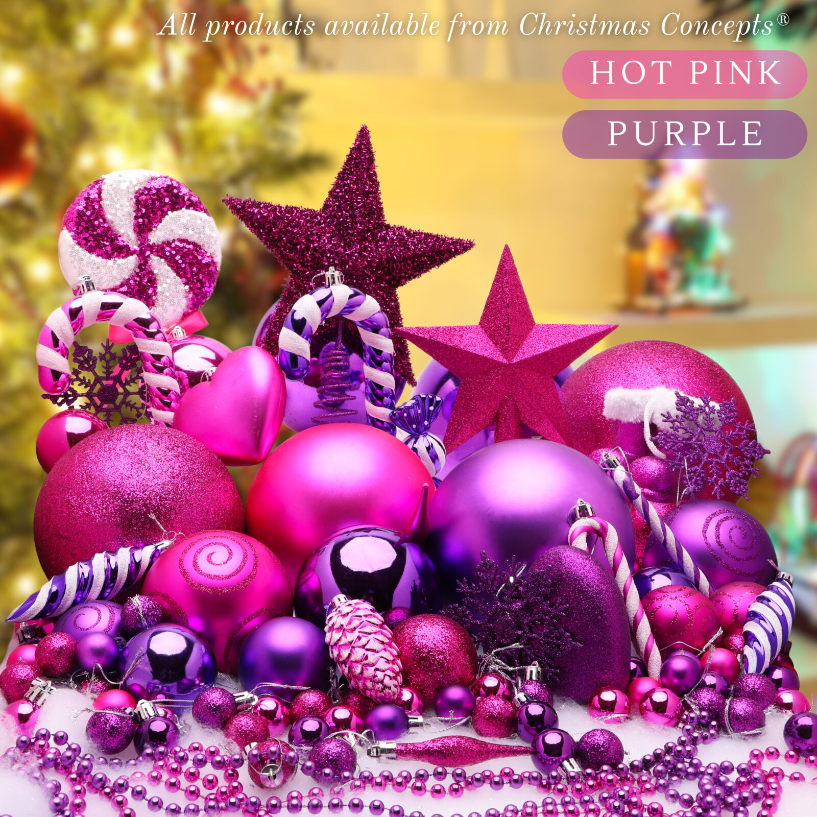 Purple shop christmas decorations