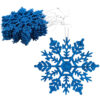 Pack of 12-10cm Glitter Snowflake Hanging Decorations - Christmas Decorations (Royal Blue)