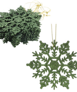 Christmas Concepts® Pack of 12-10cm Glitter Snowflake Hanging Decorations - Christmas Decorations (Forrest Green)