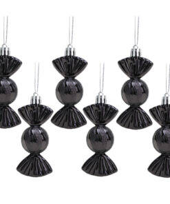 Christmas Concepts® Pack of 6–90mm Sweet Shaped Baubles – Shiny & Glitter Decorated – Christmas Tree Decorations (Black)