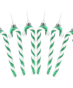 Christmas Concepts® Pack Of 6 - 13cm Glitter Candy Cane Christmas Tree Decorations (Emerald Green & White)